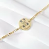Bratara personalizata - Ursulet cu email albastru  - 12 mm - Argint 925 placat cu Aur Galben 18K - Cu lantisor fata/baiat