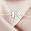 Bratara personalizata - Ursulet cu email roz - 12 mm - Argint 925 - Cu lantisor fata/baiat