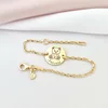 Bratara personalizata - Ursulet cu email roz - 12 mm - Argint 925 placat cu Aur Galben 18K - Cu lantisor fata/baiat