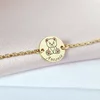 Bratara personalizata - Ursulet cu email roz - 12 mm - Argint 925 placat cu Aur Galben 18K - Cu lantisor fata/baiat