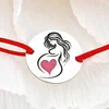 Bratara personalizata - Viitoare Mamica - Inimioara Decorata cu Email Roz - Argint 925 - Snur reglabil