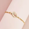 Bratara picioruse - personalizate cu nume si Piatra pretioasa - Argint 925 placat cu Aur Galben 18K - Cu lantisor fata/baiat