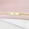Bratara placuta - Forma soricel cu fundita gravat cu nume personalizat - Argint 925 placat cu Aur Galben 18K - Cu lantisor fata/baiat