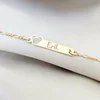 Bratara placuta - Forma soricel gravat cu nume personalizat - Argint 925 placat cu Aur Galben 18K - Cu lantisor fata/baiat