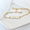 Bratara placuta si minge de fotbal - nume personalizat - Argint 925 placat cu Aur Galben 18K - Cu lantisor fata/baiat