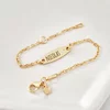Brățară placuta personalizata cu nume de baiat – Diamant natural - Argint 925 placat cu Aur Galben 18K - Cu lantisor fata/baiat