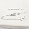 Brățară placuta personalizata cu nume de baiat – Diamant natural - Argint 925 Rodiat - Cu lantisor fata/baiat