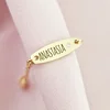 Brățară placuta personalizata cu nume de fetita – Diamant natural - Argint 925 placat cu Aur Galben 18K- Cu lantisor fata/baiat
