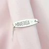 Brățară placuta personalizata cu nume de fetita – Diamant natural - Argint 925 Rodiat - Cu lantisor fata/baiat