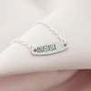 Brățară placuta personalizata cu nume de fetita – Diamant natural - Argint 925 Rodiat - Cu lantisor fata/baiat