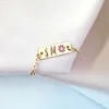 Bratara placuta simbol floare - initiale personalizate - Argint 925 placat cu Aur Galben 18K - Cu lantisor fata/baiat