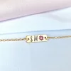 Bratara placuta simbol floare - initiale personalizate - Argint 925 placat cu Aur Galben 18K - Cu lantisor fata/baiat