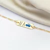 Bratara placuta simbol masinuta - initiale personalizate - Argint 925 placat cu Aur Galben 18K - Cu lantisor fata/baiat