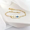 Bratara placuta simbol masinuta - initiale personalizate - Argint 925 placat cu Aur Galben 18K - Cu lantisor fata/baiat
