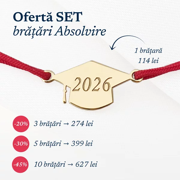 Bratara Toca - Argint 925 placat cu Aur Galben 18K, snur rosu reglabil