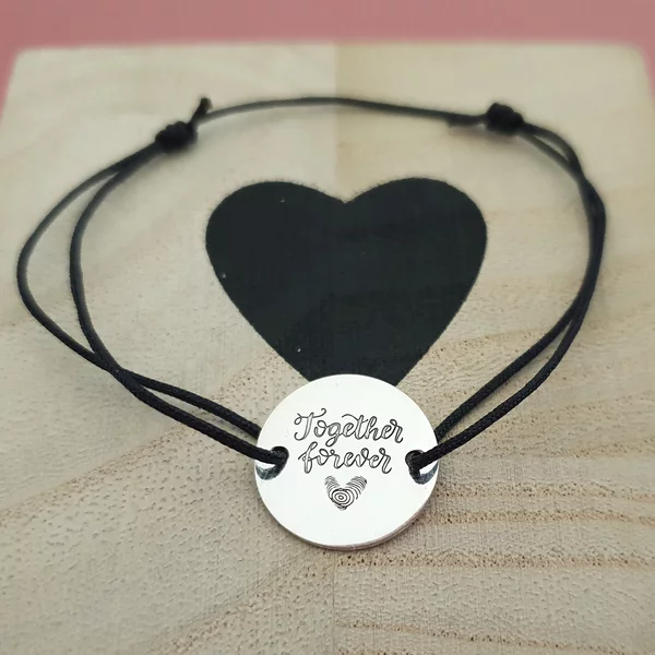 Bratara Together forever - Argint 925, snur negru