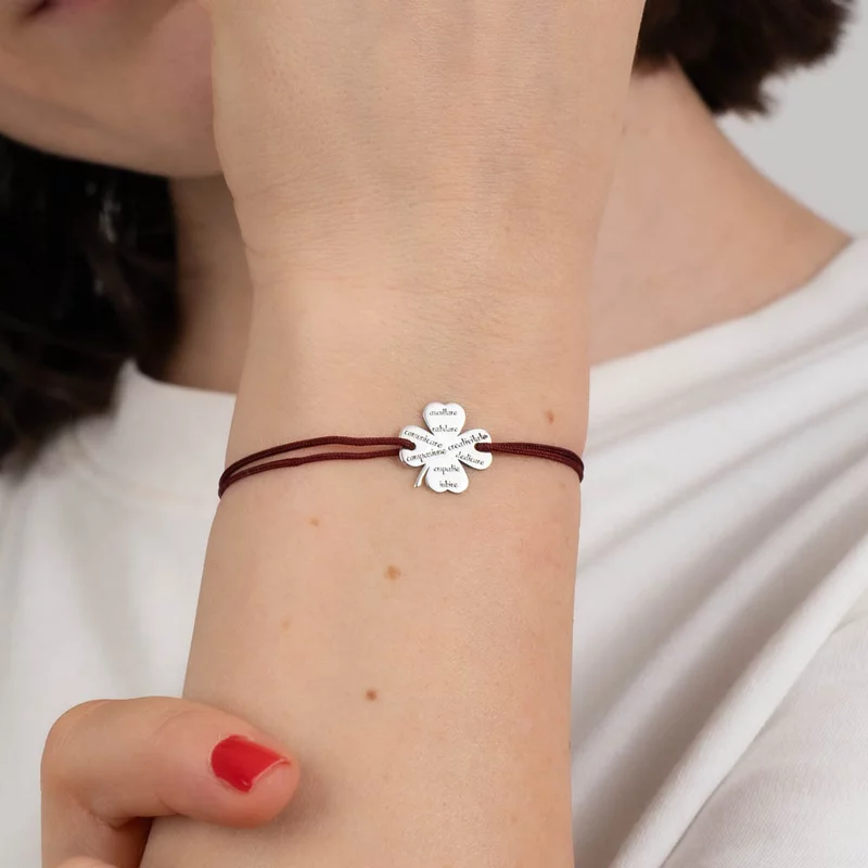 Bratara Trifoi - Calitati de Educatoare/Invatatoare - Argint 925 - Snur reglabil, diverse culori picture - 2