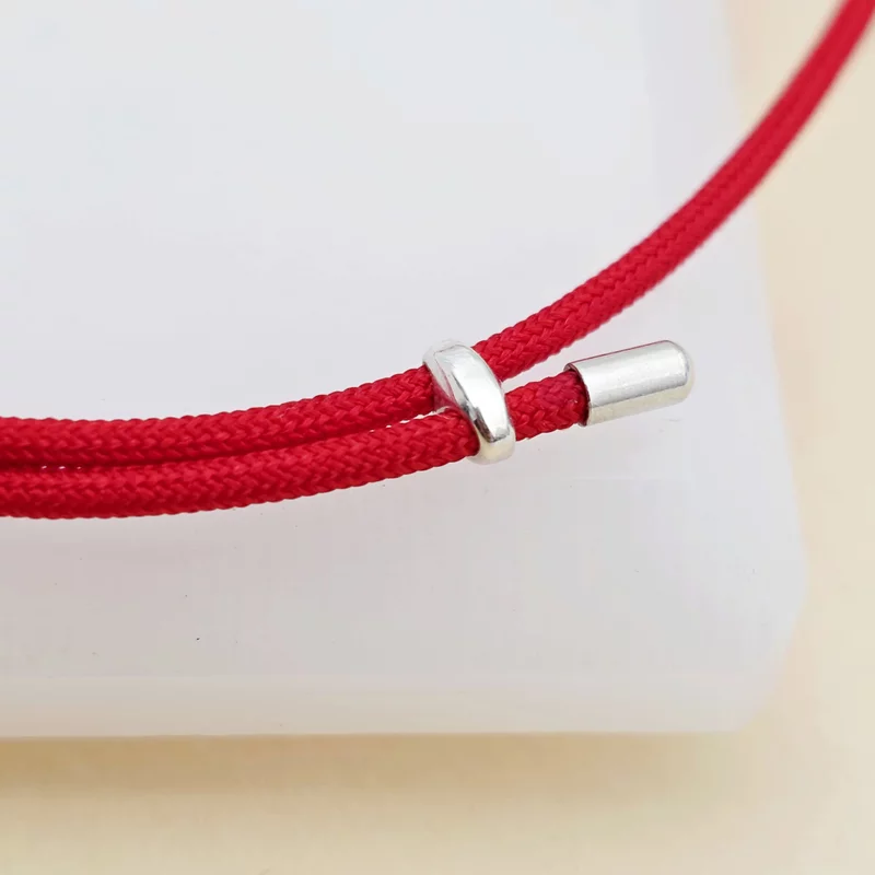 Brățara Trifoi cu patru foi si email verde - Șnur rosu Gros - Argint 925 picture - 3