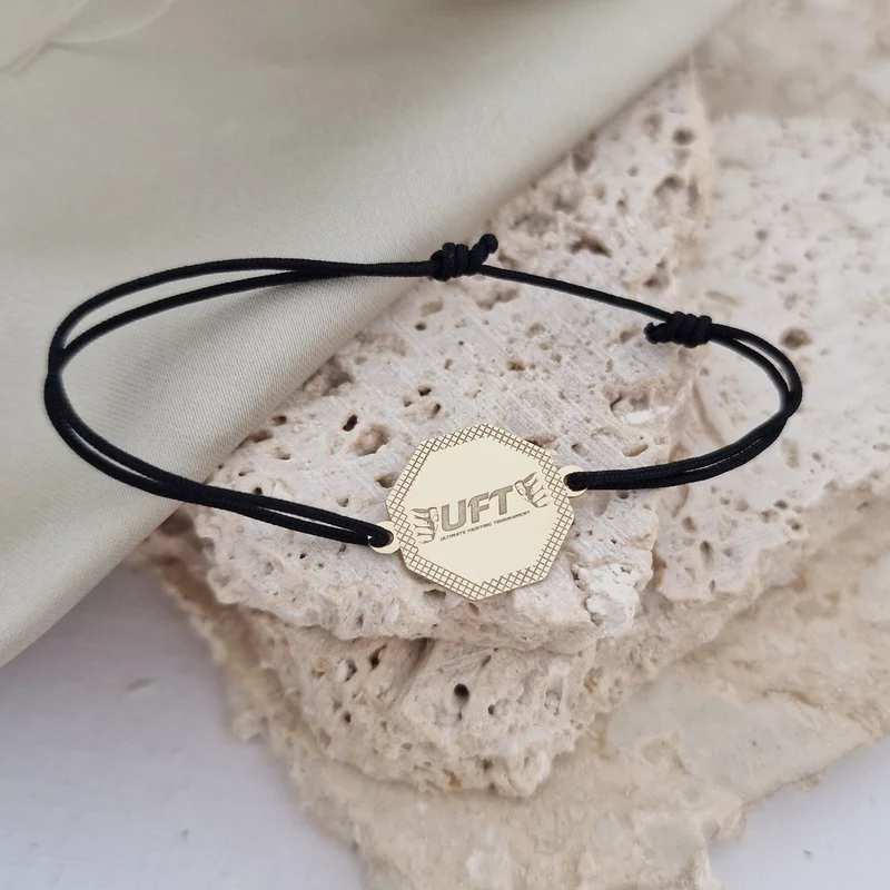 Bratara UFT - Ultimate Fighting Tournament - Aur Galben 9K - Snur reglabil negru picture - 3