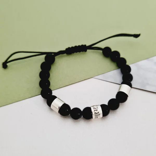 Bratara Unisex personalizata cu pietre semipretioase si cilindri din Argint 925