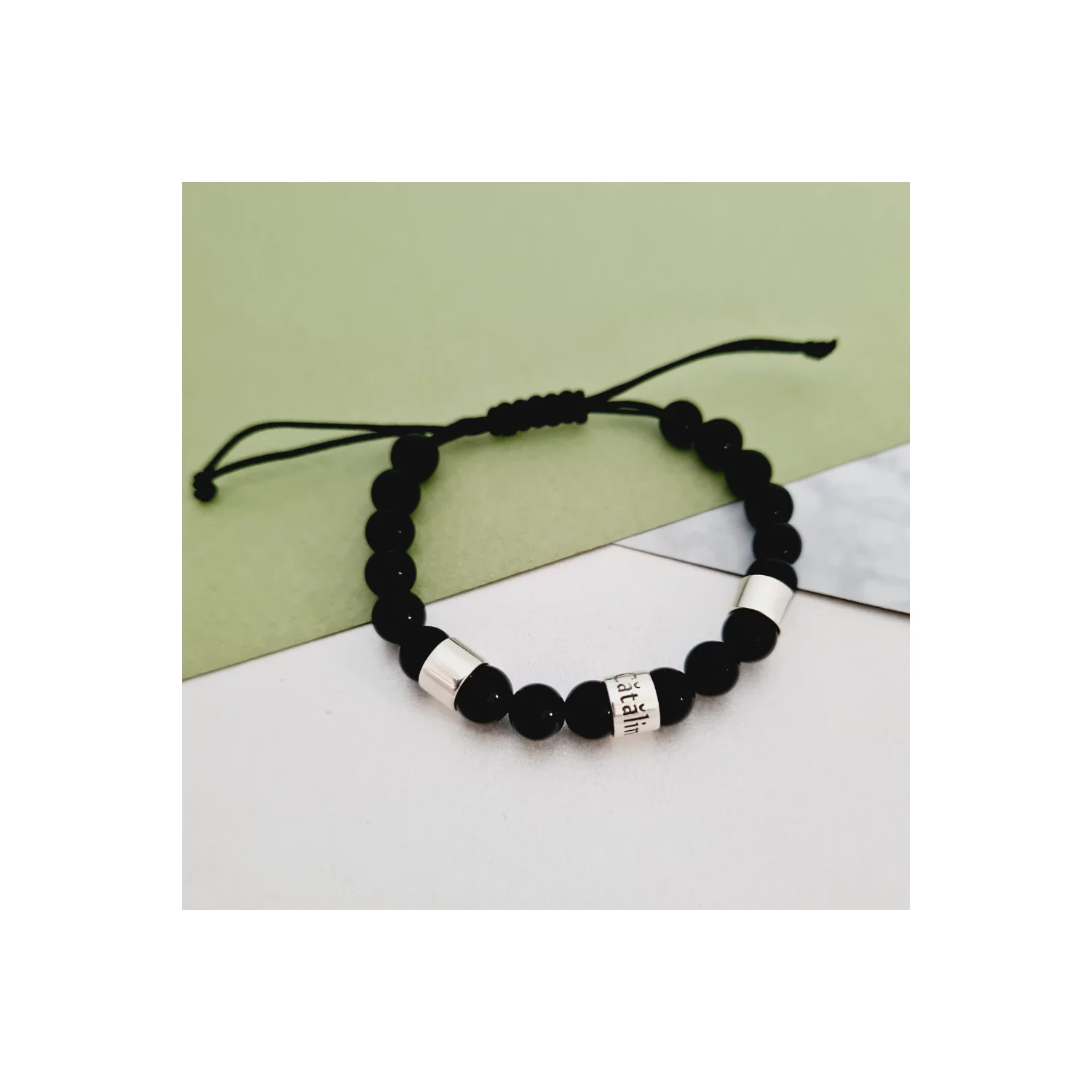 Bratara Unisex personalizata cu pietre semipretioase si cilindri din Argint 925