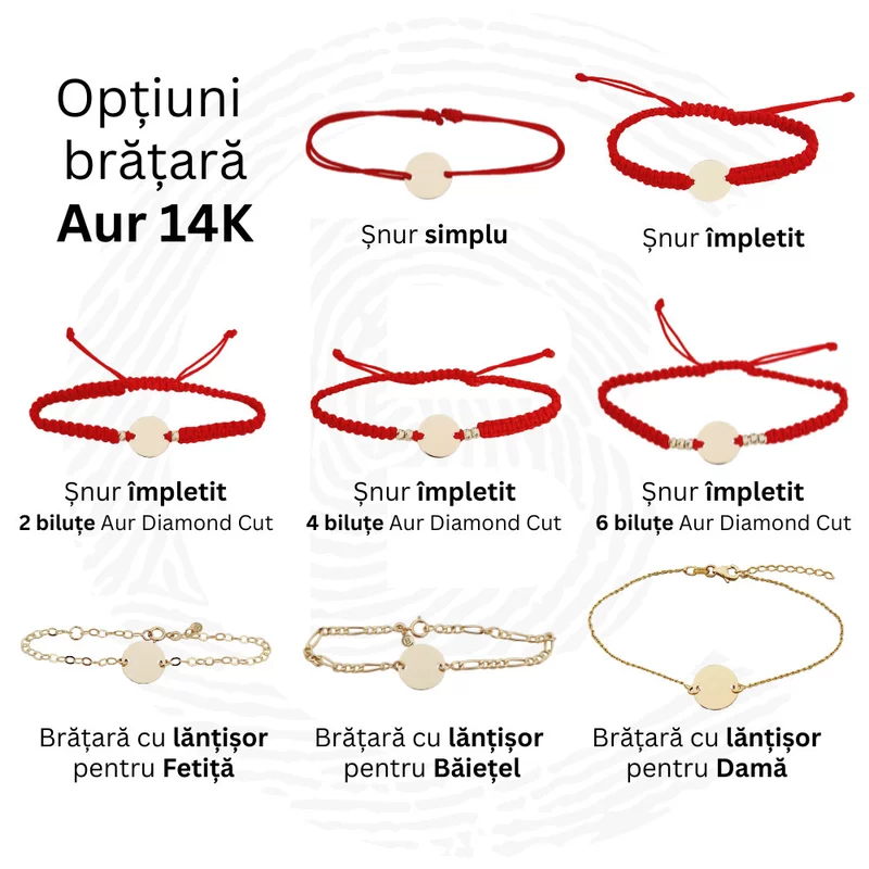 Bratara Ursulet - Nume personalizat - Snur impletit - Aur Galben 14K picture - 5