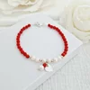 Bratara Vitalitate - Iubire margaritara - Perle, bilute 2.5 mm si charm inima din Argint 925 - Pietre semipretioase Coral - Inchizatoare carabina cu prelungire