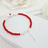 Bratara Vitalitate - Iubire margaritara - Perle, bilute 2.5 mm si charm inima din Argint 925 - Pietre semipretioase Coral - Inchizatoare carabina cu prelungire