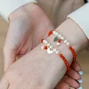 Bratara Vitalitate - Iubire margaritara - Perle, bilute 2.5 mm si charm inima din Argint 925 - Pietre semipretioase Coral - Inchizatoare carabina cu prelungire