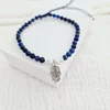 Bratara Vitalitate - Mana lui Fatima - Charm si bilute 2.5 mm din Argint 925 - Pietre semipretioase Lapis Lazuli & Howlit - Snur albastru