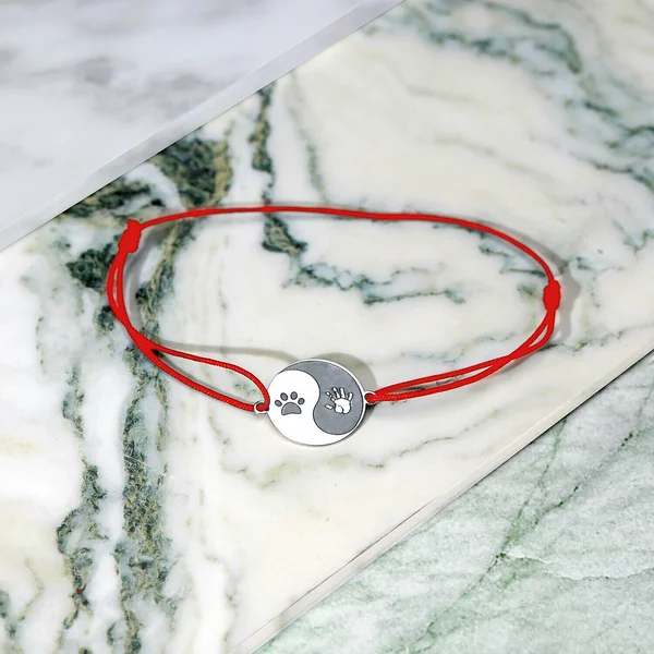 Bratara Yin&Yang - Labuta si Mana - Argint 925, snur negru