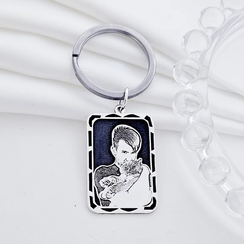 Breloc personalizat cu poza - Clipă înrămată - Placuta 30x20 mm din Argint 925 - Inel otel inoxidabil picture - 3