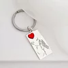 Breloc placuta personalizata - Cuplu - placuta Argint 925 - inima cristal Swarovski - inel otel inoxidabil