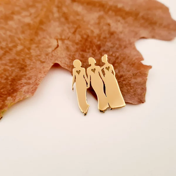 Brosa 3 Surori/Prietene - Argint 925 placat cu Aur Galben 18K