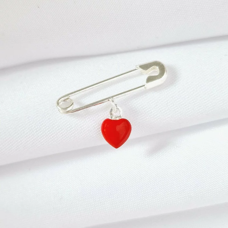 Brosa Ac de siguranta - Charm Inima mareata – Argint 925 picture - 2