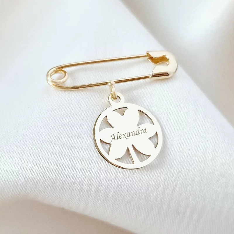 Brosa Ac de siguranta - Noroc si Nume - Aur Galben 9K picture - 2