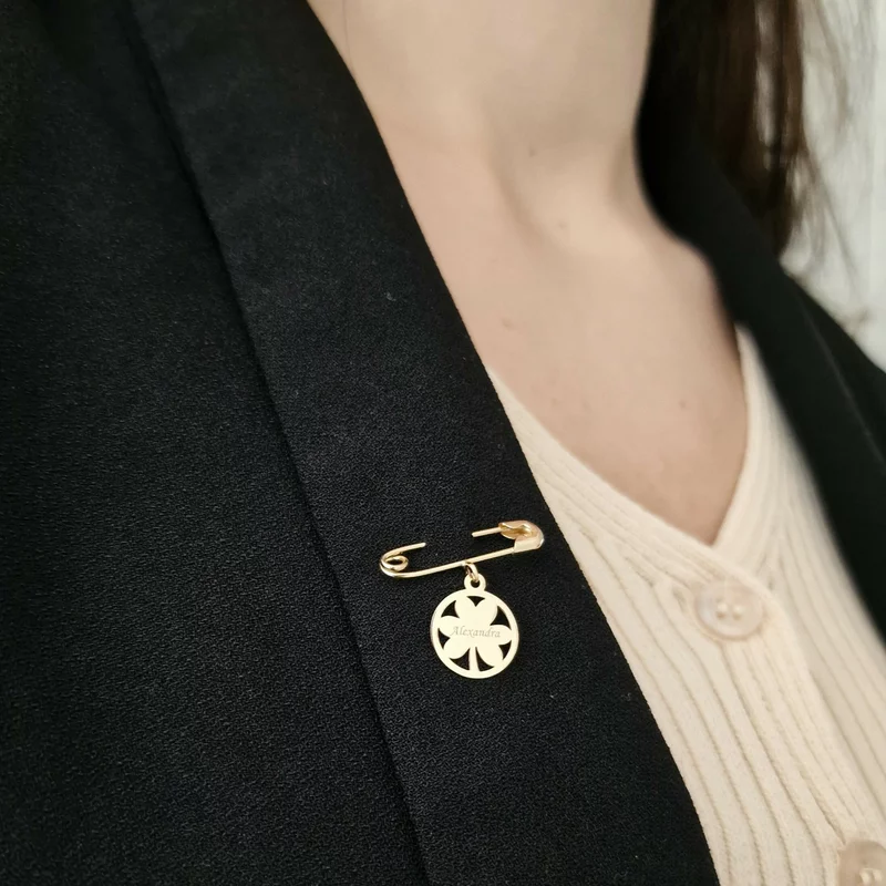 Brosa Ac de siguranta - Noroc si Nume - Aur Galben 9K picture - 3