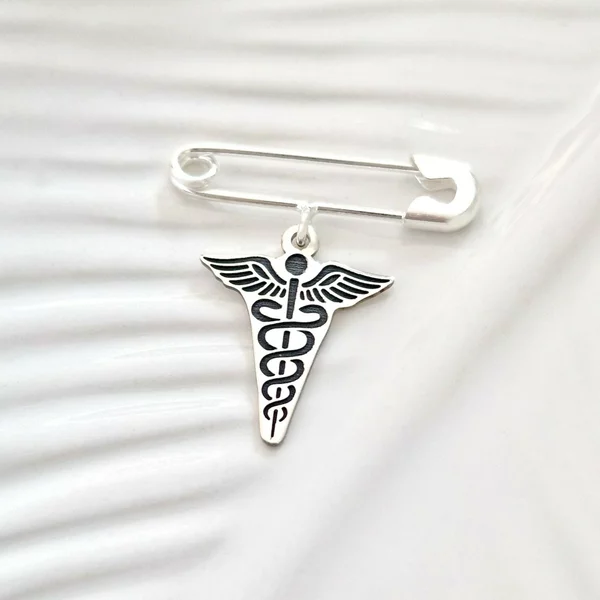 Brosa Ac de siguranta - Pandantiv Caduceus –  Argint 925