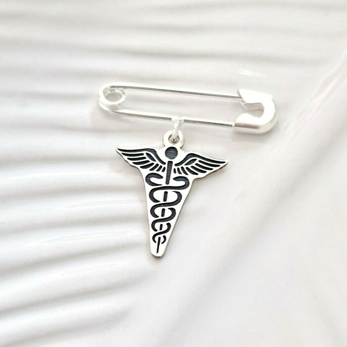 Brosa Ac de siguranta - Pandantiv Caduceus – Argint 925