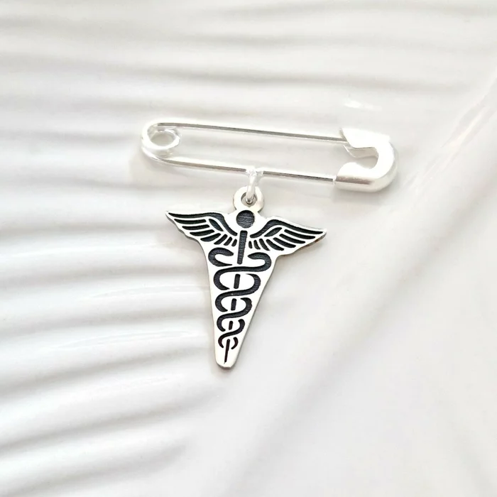 Brosa Ac de siguranta - Pandantiv Caduceus – Argint 925