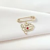 Brosa Ac de siguranta - Pandantiv Educatoare/Invatatoare – Argint 925 placat cu Aur Galben 18K - Cristal Swarovski