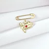 Brosa Ac de siguranta - Pandantiv Educatoare/Invatatoare – Argint 925 placat cu Aur Galben 18K - Cristal Swarovski