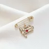 Brosa Ac de siguranta - Pandantiv Educatoare/Invatatoare – Argint 925 placat cu Aur Galben 18K - Cristal Swarovski