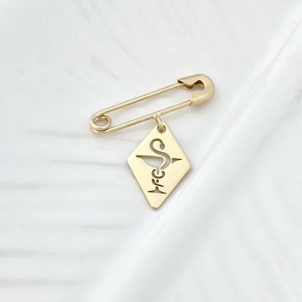 Brosa Ac de siguranta - Pandantiv Farmacie – Argint 925  placat cu Aur Galben 18K