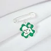 Brosa Ac de siguranta - Trifoi cu Zambete – Initiala personalizata - Argint 925 - Email verde & Cristal Swarovski