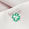 Brosa Ac de siguranta - Trifoi cu Zambete – Initiala personalizata - Argint 925 - Email verde & Cristal Swarovski