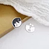 Cercei 2 pisici - Simbol Yin&Yang - Argint 925 - Inchidere surub