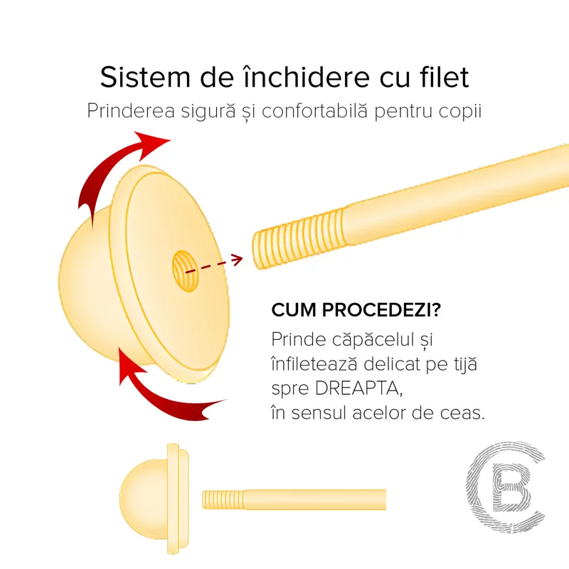 Cercei bebe/fetite cu Diamant natural galben - Model fluturasi - Aur Galben 9K - Inchizatoare sigura si confortabila cu filet picture - 3