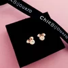 Cercei bebe/fetite cu Diamant natural - Model Minnie Mouse - Aur Galben 14K - Inchizatoare filet