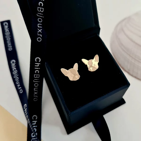 Cercei Bulldog - Aur Galben 14K - inchidere surub